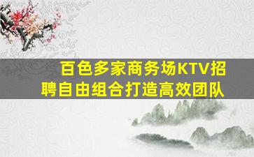 百色多家商务场KTV招聘自由组合打造高效团队